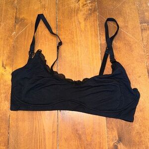 Gilligan & O'Malley Black Lace Trim NURSING Bralette
